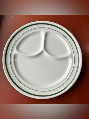Vintage Buffalo China Restaurant Ware Platter Ironstone Green Stripe 12.5"x 8.7"